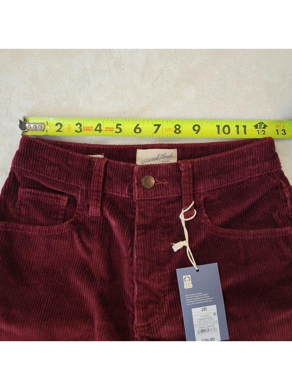 Universal Thread Burgundy Corduroy Pants Ankle Bootcut 2R - Picture 9 of 9
